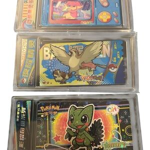 Lot Of 3 Pokemon Fan Art Cards In Hard Protective Cases